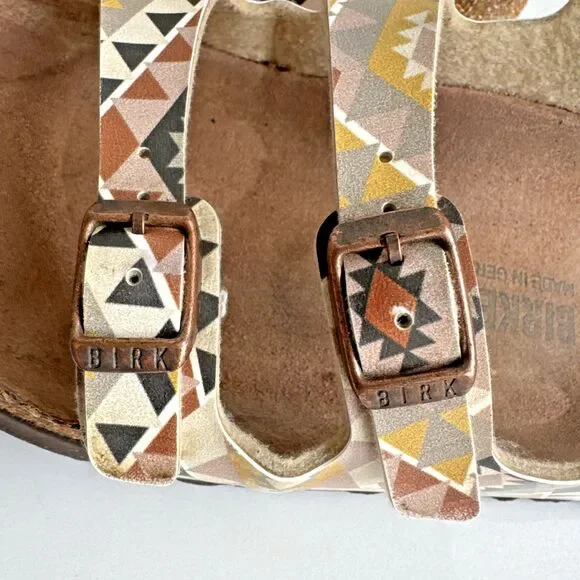 Birkenstock Florida Sandals Womens 40 US 9.5 Vegan Southwestern Print Mocha - Picture 10 of 12